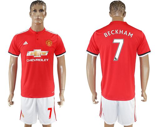 Manchester United #7 Beckham Red Home Soccer Club Jersey - Click Image to Close
